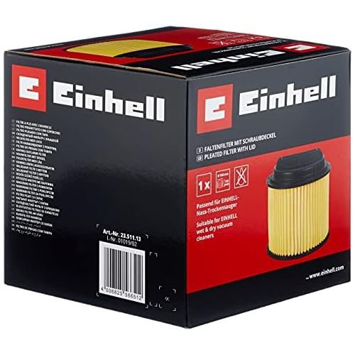  [아마존베스트]Einhell Grey Pleated Air Filter with Cap for Wet-Dry Vacuum Cleaners