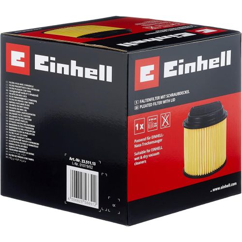  [아마존베스트]Einhell Grey Pleated Air Filter with Cap for Wet-Dry Vacuum Cleaners