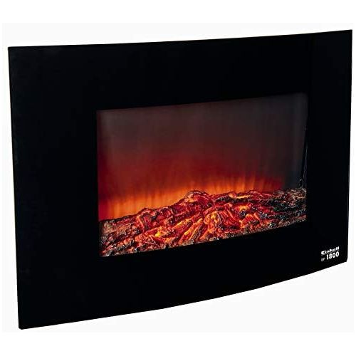  Einhell Electric fireplace EF 1800 (2 heat settings with 900W + 1,800W, LED flame with dimmer function, front panel made of curved safety glass, overheating protection)