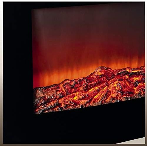  Einhell Electric fireplace EF 1800 (2 heat settings with 900W + 1,800W, LED flame with dimmer function, front panel made of curved safety glass, overheating protection)