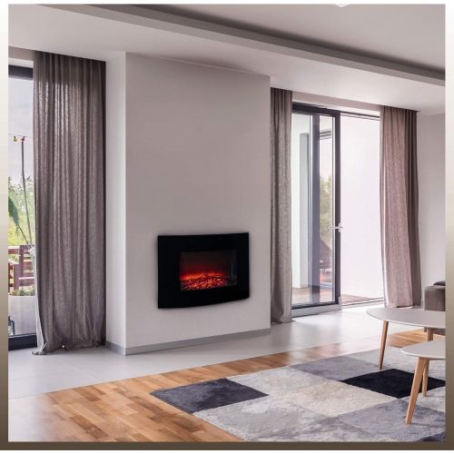  Einhell Electric fireplace EF 1800 (2 heat settings with 900W + 1,800W, LED flame with dimmer function, front panel made of curved safety glass, overheating protection)