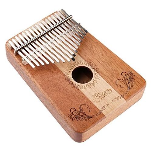  Kalimba,Eison Kalimba with Key Locking System Thumb Piano Finger Piano 17 keys with Instruction and Tune Hammer, Solid Wood Mahogany & Maple Body- Best Gift for Music Fans Kids Adu