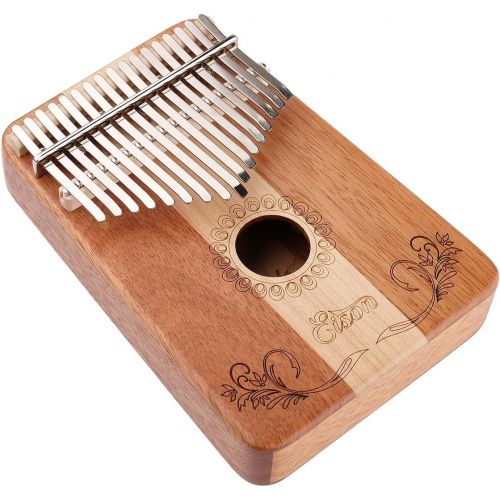  Kalimba,Eison Kalimba with Key Locking System Thumb Piano Finger Piano 17 keys with Instruction and Tune Hammer, Solid Wood Mahogany & Maple Body- Best Gift for Music Fans Kids Adu