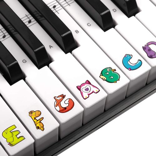  [아마존베스트]Eison Piano Keyboard Key Stickers Cute Animals for 88, 76, 61, 49 Key Extra Large Removable Piano Stickers for Kids