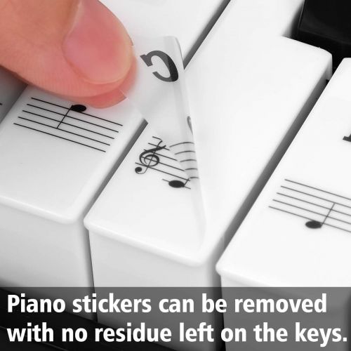  [아마존베스트]Piano Stickers for Keys, Eison Full Set Piano Keyboard Stickers for 88/61/54/49/37 Keys Removable with Numbers, Leaves No Residue, Color Black,Great Childrens Gift