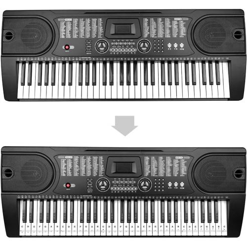  [아마존베스트]Piano Stickers for Keys, Eison Full Set Piano Keyboard Stickers for 88/61/54/49/37 Keys Removable with Numbers, Leaves No Residue, Color Black,Great Childrens Gift