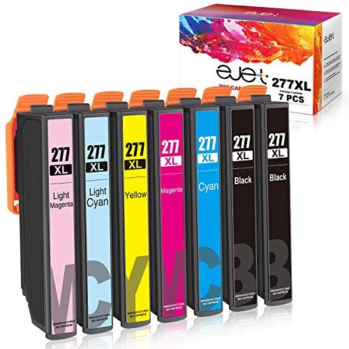  ejet Remanufactured Ink Cartridge Replacement for Epson 277XL 277 T277XL to use with XP-960 XP-970 XP-850 XP-860 XP-950 Printer(2 Black, 1 Cyan, 1 Magenta, 1 Yellow,1 Light Cyan,1
