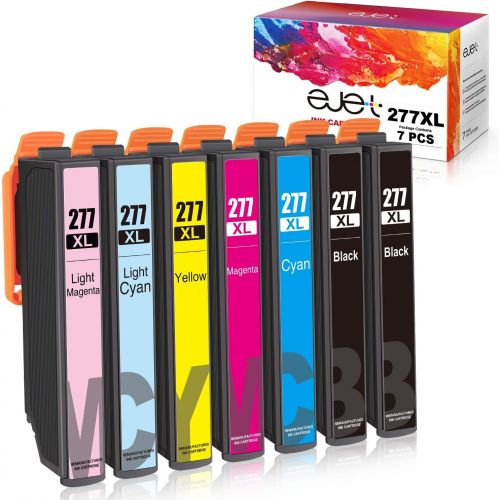  ejet Remanufactured Ink Cartridge Replacement for Epson 277XL 277 T277XL to use with XP-960 XP-970 XP-850 XP-860 XP-950 Printer(2 Black, 1 Cyan, 1 Magenta, 1 Yellow,1 Light Cyan,1
