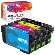 ejet Remanufactured Ink Cartridge Replacement for Epson 802xl Ink T802XL T802 to use with Workforce Pro WF-4730 WF-4734 WF-4740 WF-4720 EC-4020 Printer(1 Black, 1 Cyan, 1 Magenta,