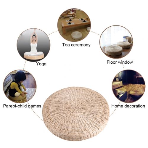  Ejoyous 40cm Round Pouf Tatami Cushion Floor Cushions Straw Meditation Soft Yoga Mat, Soft Yoga Mat,Pouf Tatami Seat Cushion