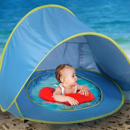  Ejoyous Baby Beach Tent with Pool, Portable Up Infant Beach Shade Canopy UV Protection Sun Shelter Waterproof Shade Pool for Outdoor Activities Beach Cam Hiking Traveling, Easy to Setup