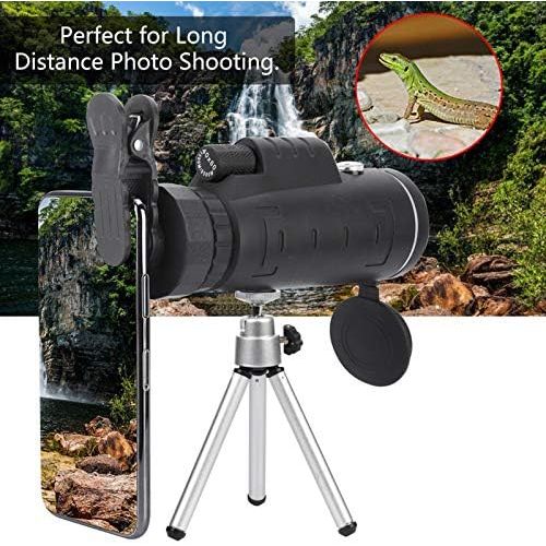  [아마존베스트]Ejoyous Portable Monocular Telescope Waterproof HD 40x60 Monocular with Phone Holder Monocular Telescope with Tripod for Bird Watching Sports Events Camping Hunting