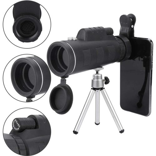  [아마존베스트]Ejoyous Portable Monocular Telescope Waterproof HD 40x60 Monocular with Phone Holder Monocular Telescope with Tripod for Bird Watching Sports Events Camping Hunting