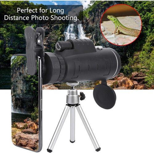  [아마존베스트]Ejoyous Portable Monocular Telescope Waterproof HD 40x60 Monocular with Phone Holder Monocular Telescope with Tripod for Bird Watching Sports Events Camping Hunting