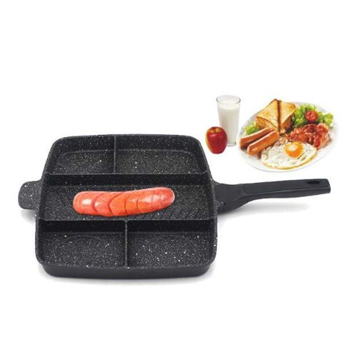  Ejoyway 5 section Pan Non-Stick Divided Grill/Fry/Oven Meal Skillet, 15, Black