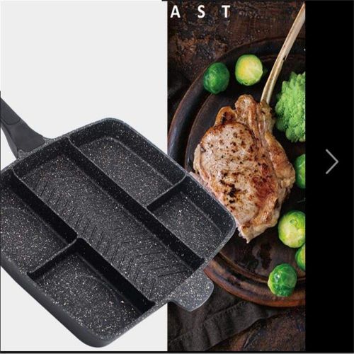  Ejoyway 5 section Pan Non-Stick Divided Grill/Fry/Oven Meal Skillet, 15, Black