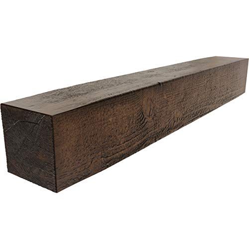  Ekena Millwork MANURS04X04X60ZD Rough Sawn Faux Wood Fireplace Mantel, 4H x 4D x 60W, Premium Aged