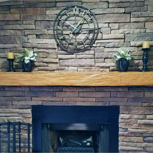  Ekena Millwork MANURS04X04X60ZD Rough Sawn Faux Wood Fireplace Mantel, 4H x 4D x 60W, Premium Aged