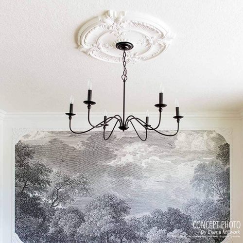  Ekena Millwork CM18RA2AMF Raymond Ceiling Medallion, 18OD x 1 1/4P (Fits Canopies up to 5 3/8), Hand Painted Americana