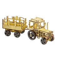 EkoGOODS 3D Wooden Puzzle for Adults & Teens Gifts - 3D Mechanical Model DIY Construction Kit - Tractor with Trailer
