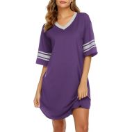Ekouaer Womens Nightgown Short Sleeve Sleepshirt