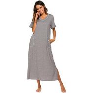 [아마존핫딜][아마존 핫딜] Ekouaer Loungewear Long Nightgown Womens Ultra-Soft Nightshirt Full Length Sleepwear with Pocket