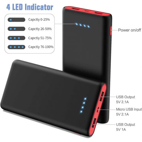  Ekrist Portable Charger Power Bank 25800mAh, Ultra-High Capacity Fast Phone Charging with Newest Intelligent Controlling IC, 2 USB Port External Cell Phone Battery Pack Compatible with iP