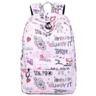 Backpack for Teens, Fashion Robot, Rocket and Letters Pattern Backpack College Bags Women Daypack Travel Bag by El-fmly Pink