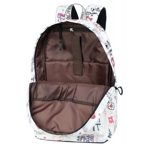  Backpack for Teens, Fashion Robot, Rocket and Letters Pattern Backpack College Bags Women Daypack Travel Bag by El-fmly Pink