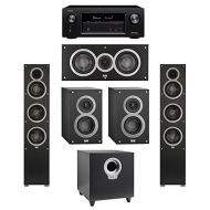 Elac 5.1 System with 2 Debut F5 Floorstanding Speakers, 1 Debut C5 Center Speaker, 2 Debut B4 Bookshelf Speakers, 1 Debut S10 Subwoofer, 1 Denon AVR-X2300W A/V Receiver