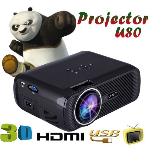  Elaco-1579 Elaco U80 1000lumens 1080P Multimedia Mini Portable HD LED Projector Micro Home Theater Projector USB, SD, HDMI, VGA, AV&TV Input interfaces(50% Off) (Black)