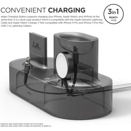  [아마존 핫딜] Elago elago 3 in 1 Charging Station (Black) Compatible with Apple Watch Series 5/4/3/2/1, Apple AirPods 2/1, iPhone 11 Pro Max/11 Pro/11/X and All iPhone Models [Original Cables Required