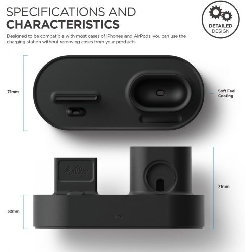  [아마존 핫딜] Elago elago 3 in 1 Charging Station (Black) Compatible with Apple Watch Series 5/4/3/2/1, Apple AirPods 2/1, iPhone 11 Pro Max/11 Pro/11/X and All iPhone Models [Original Cables Required