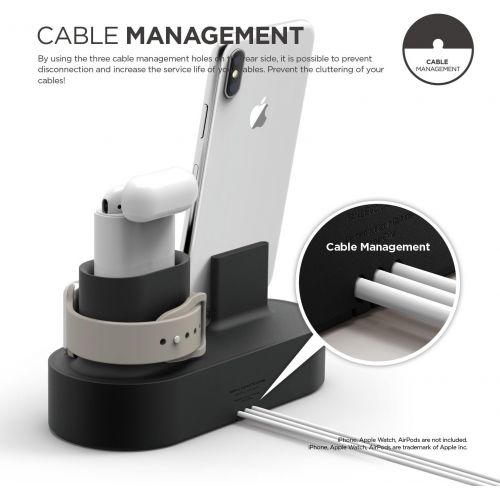  [아마존 핫딜] Elago elago 3 in 1 Charging Station (Black) Compatible with Apple Watch Series 5/4/3/2/1, Apple AirPods 2/1, iPhone 11 Pro Max/11 Pro/11/X and All iPhone Models [Original Cables Required