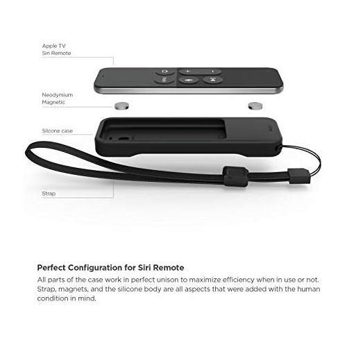  [아마존베스트]Elago elago R1 Intelli Case [Black]-[Magnet Technology][Anti-Slip][Lanyard Included][Heavy Shock Absorption] [Durable] for Apple TV Siri Remote 4K / 4th Generation