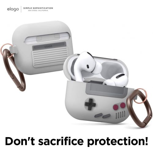  elago AW5 Compatible with Airpods Pro Case, Classic Handheld Game Console Design Case with Keychain, Durable Silicone Construction, MagSafe Compatible [US Patent Registered] [Light