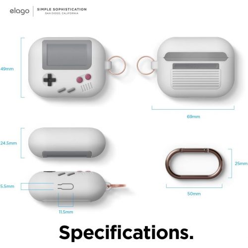  elago AW5 Compatible with Airpods Pro Case, Classic Handheld Game Console Design Case with Keychain, Durable Silicone Construction, MagSafe Compatible [US Patent Registered] [Light