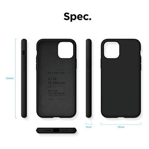  [아마존베스트]elago Silicone Case Compatible with iPhone 11 (Black) - Premium Liquid Silicone, Raised Lip (Screen & Camera Protection), 3 Layer Structure, Full Body Protection