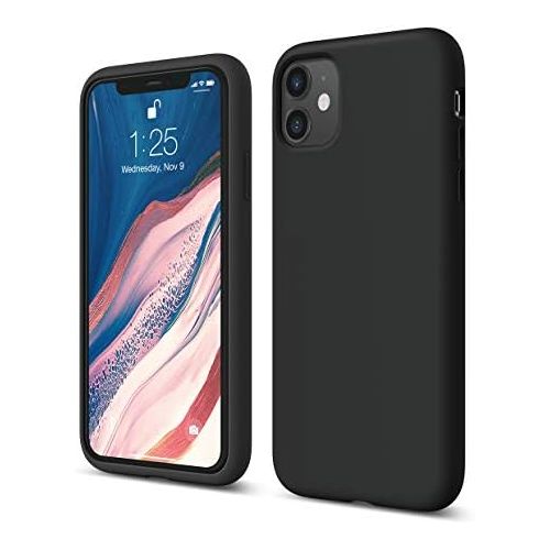  [아마존베스트]elago Silicone Case Compatible with iPhone 11 (Black) - Premium Liquid Silicone, Raised Lip (Screen & Camera Protection), 3 Layer Structure, Full Body Protection