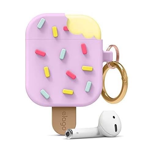  [아마존베스트]elago Ice Cream Case AirPods, Ice Case with Carabiner, Compatible with Apple AirPods 1 & 2, Blueberry