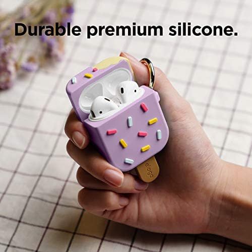  [아마존베스트]elago Ice Cream Case AirPods, Ice Case with Carabiner, Compatible with Apple AirPods 1 & 2, Blueberry