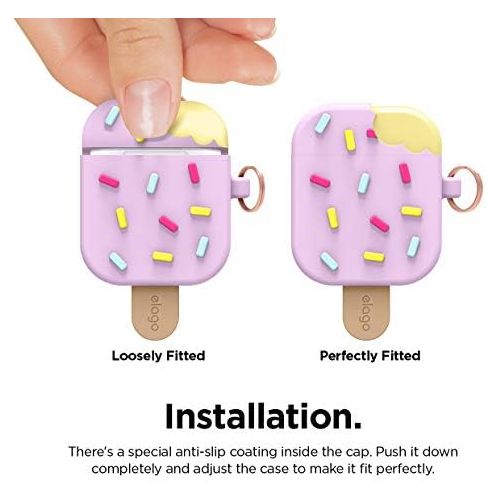  [아마존베스트]elago Ice Cream Case AirPods, Ice Case with Carabiner, Compatible with Apple AirPods 1 & 2, Blueberry