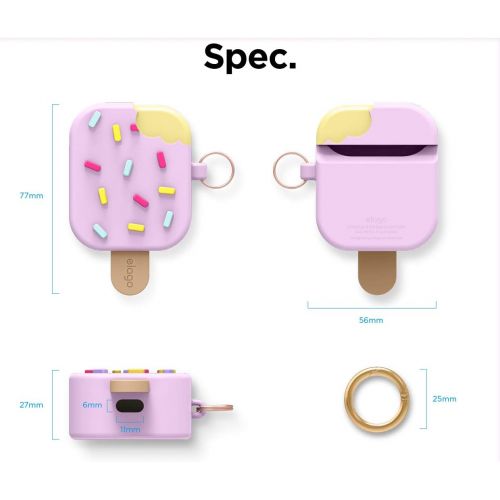  [아마존베스트]elago Ice Cream Case AirPods, Ice Case with Carabiner, Compatible with Apple AirPods 1 & 2, Blueberry