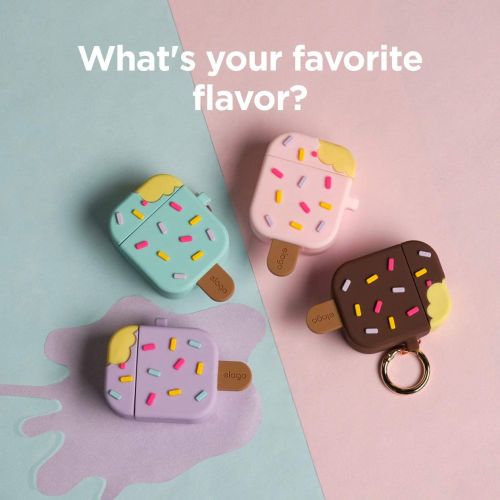  [아마존베스트]elago Ice Cream Case AirPods, Ice Case with Carabiner, Compatible with Apple AirPods 1 & 2, Blueberry