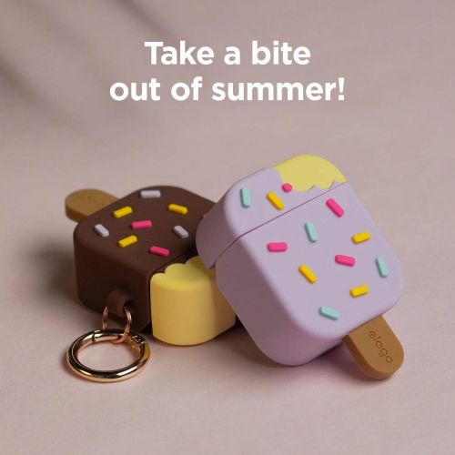  [아마존베스트]elago Ice Cream Case AirPods, Ice Case with Carabiner, Compatible with Apple AirPods 1 & 2, Blueberry