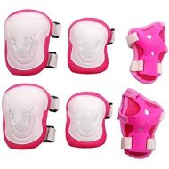 Elandy Adult Women/Men Unisex Knee Elbow Wrist Protective Pads Set for Skateboard Cycling Roller Skating and Other Outdoor Sports Safety Protective Gear Pads Set Color Pink+White