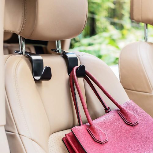  EldHus AB Ofspower 4-Pack Car Vehicle Back Seat Headrest Hook Hanger Storage for Purse Groceries Bag Handbag, 4 Pack