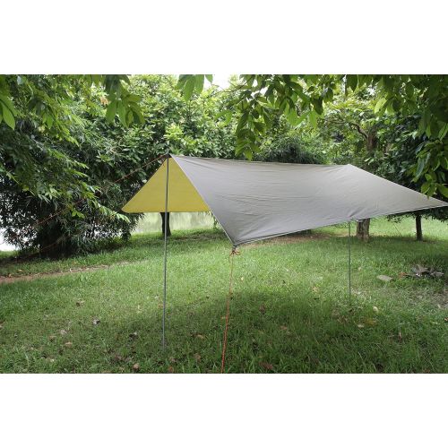  Ele ELEOPTION Waterproof Survival Tarp Shelter Portable Lightweight Suitable for 3 to 4 Person 9.5 by 9.5 Foot with 6 Rings As Outdoor Rain Tarp Tent Tarp Shelter Sun Shade Tent Hammocks Camping