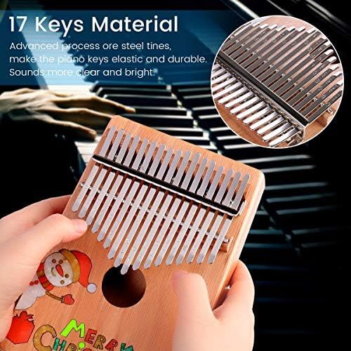  ELE ELEOPTION Kalimba 17 Keys Thumb Piano with Mahogany body,Builts-in Flannel storage Bag, Tuning Hammer and Study Instruction - 8 pieces Fit Kids Adult Beginners for Christmas Gi