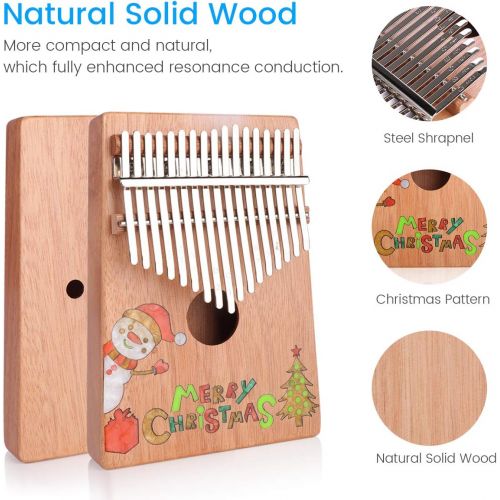  ELE ELEOPTION Kalimba 17 Keys Thumb Piano with Mahogany body,Builts-in Flannel storage Bag, Tuning Hammer and Study Instruction - 8 pieces Fit Kids Adult Beginners for Christmas Gi